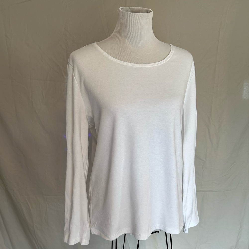 Karen Scott White Long Sleeve Tee women’s size large like new 100% cotton
